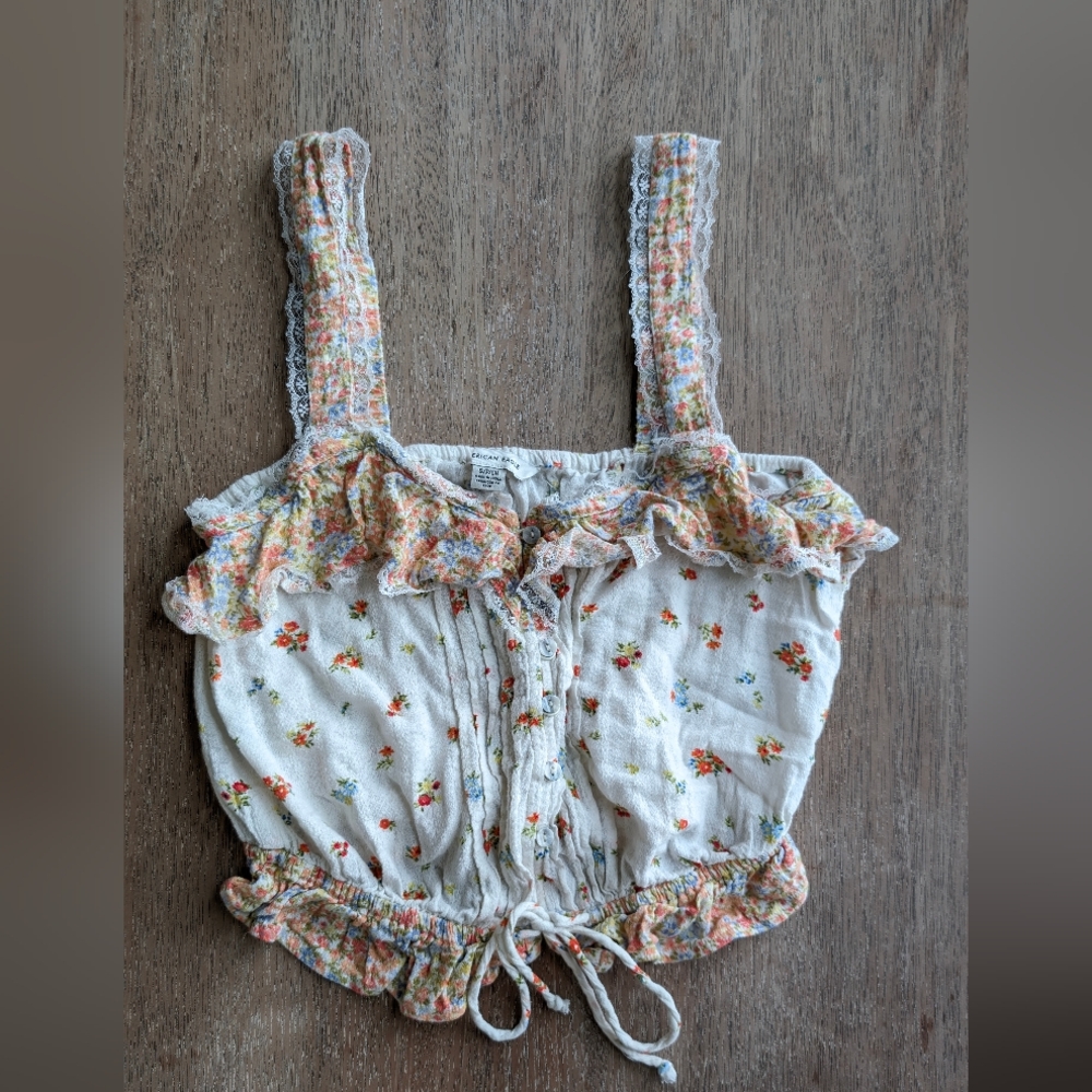 American eagle v-neck cami crop top size small